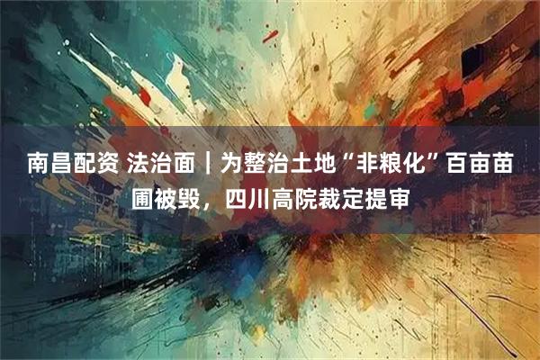南昌配资 法治面｜为整治土地“非粮化”百亩苗圃被毁，四川高院裁定提审