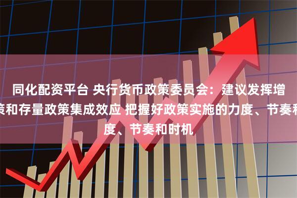 同化配资平台 央行货币政策委员会：建议发挥增量政策和存量政策集成效应 把握好政策实施的力度、节奏和时机